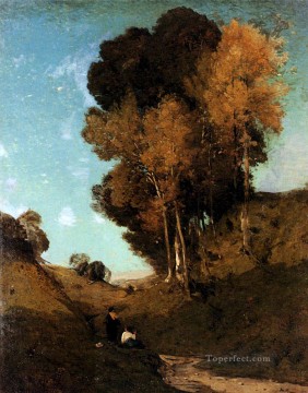  Joseph Canvas - Ravin Souvenir De La Campagne De Rome Barbizon landscape Henri Joseph Harpignies